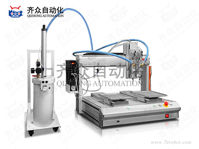 双头胶阀式2600ml桶装胶专用双工位四轴全自动点胶机